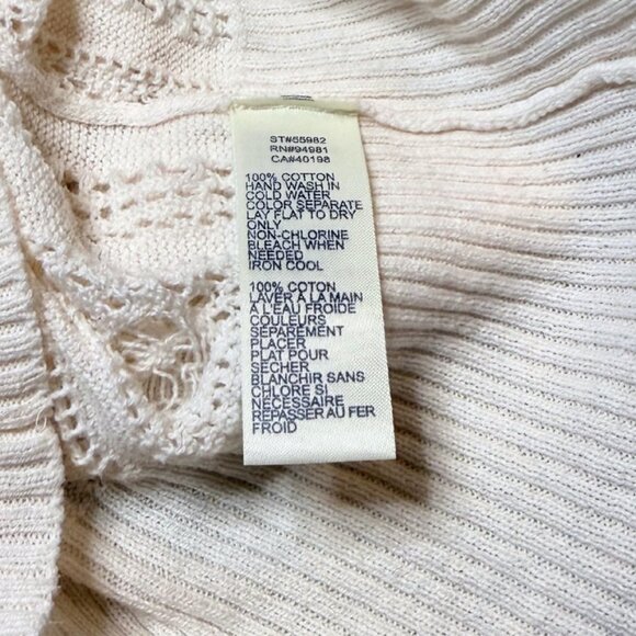 Heritage 1981 Crocheted Boho Cotton Sweater Vest Cream Sz S - Picture 4 of 4